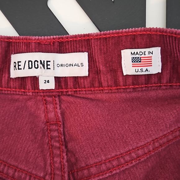 Re/Done Originals High Rise Straight Cropped Corduroy Jeans Burgundy | Women 24 - Picture 11 of 15